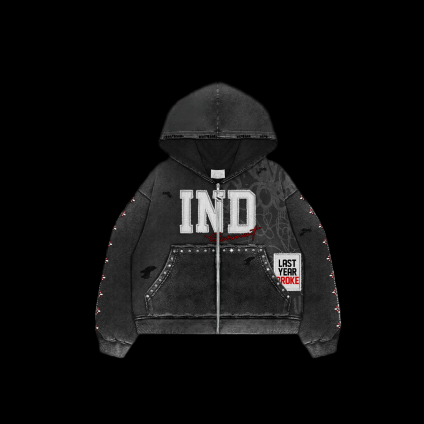 Black “IND GARMENT” ZIP-UP