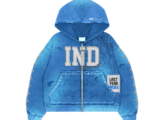 BLUE “IND GARMENTS” ZIP-UP